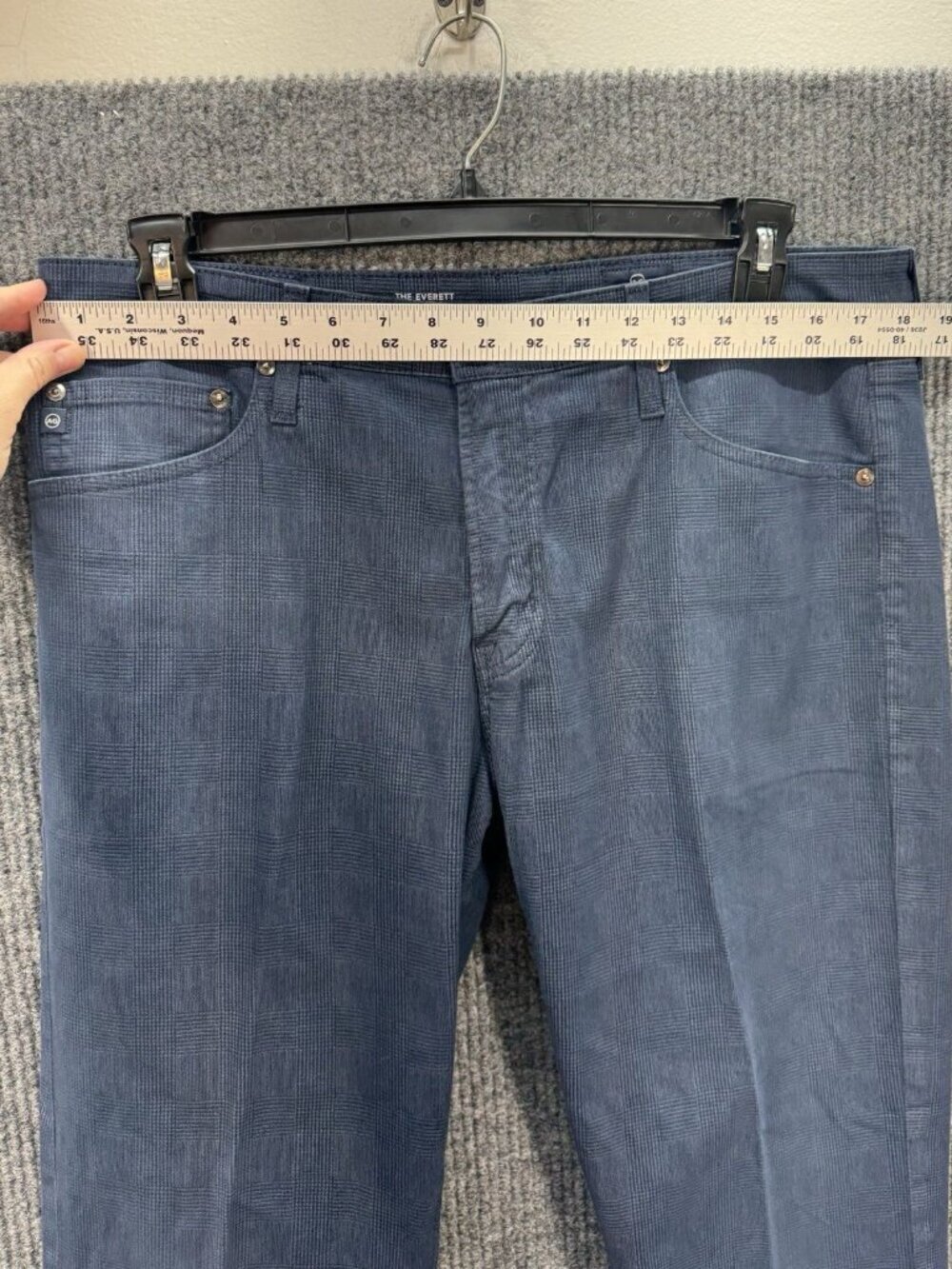 AG Adriano Goldschmied The Everett Slim Straight Pants Mens 36x34 Blue Plaid - Picture 6 of 9